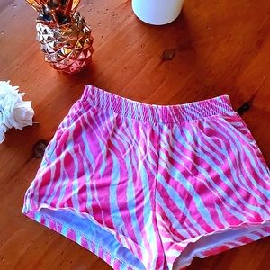 Soffe xs hot pink green zebra neon short